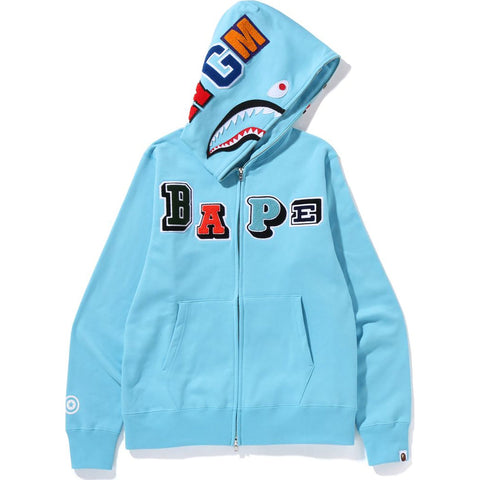 MULTI FONTS SHARK FULL ZIP HOODIE MENS