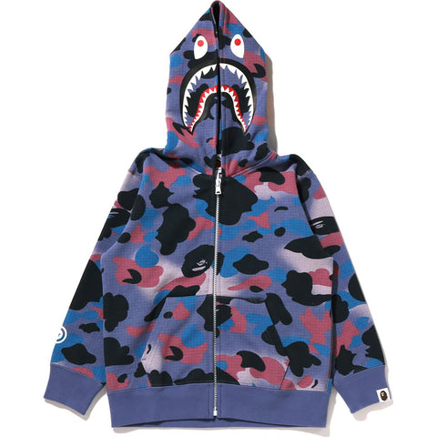 GRID CAMO SHARK GLOW IN THE DARK ZIP HOODIE KIDS