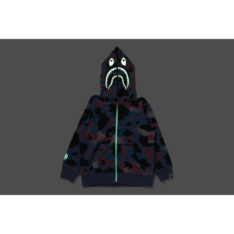 GRID CAMO SHARK GLOW IN THE DARK ZIP HOODIE KIDS