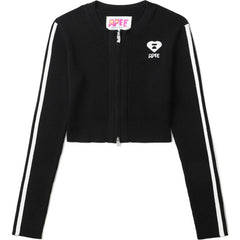 APEE RIBBLED ZIP UP KNIT TOP LADIES