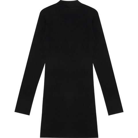 RIBBED ZIP-UP KNIT DRESS L
