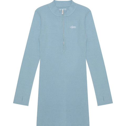 RIBBED ZIP-UP KNIT DRESS L