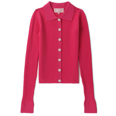BAPY FLORAL BROOCH SLIM-FIT POLO CLR. CARDIGAN LADIES