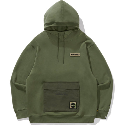 BAPE X ALPHA RIB COLLAR HOODIE MENS