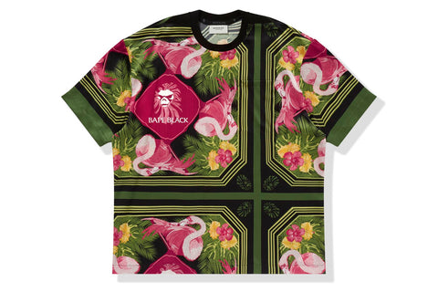 BAPE BLACK PRINTED SILK WOVEN TEE MENS