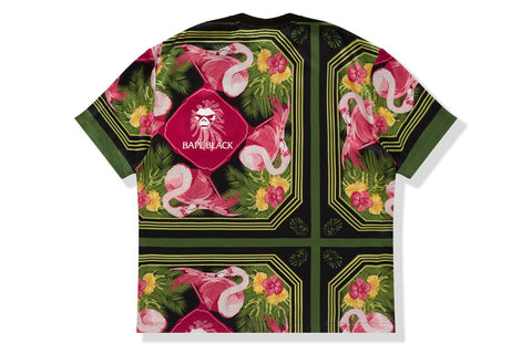 BAPE BLACK PRINTED SILK WOVEN TEE MENS