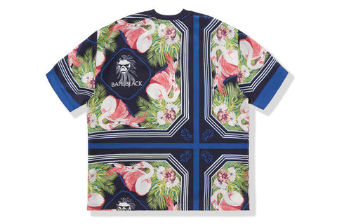 BAPE BLACK PRINTED SILK WOVEN TEE MENS