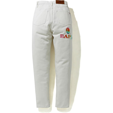 BAPE LOGO TAPERED DENIM PANTS LADIES
