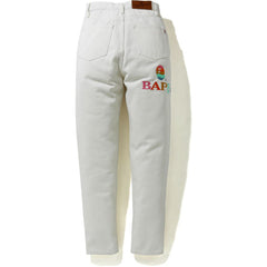 BAPE LOGO TAPERED DENIM PANTS LADIES