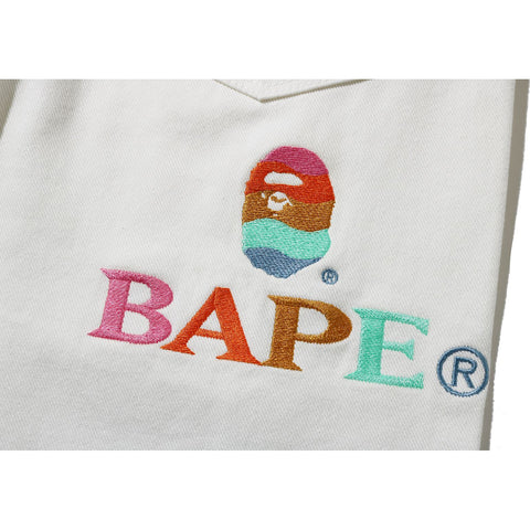 BAPE LOGO TAPERED DENIM PANTS LADIES