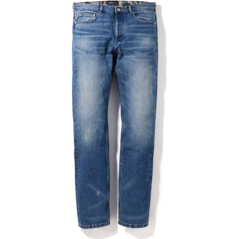 BAPE X A.P.C. PATCHED DAMAGE DENIM PANTS MENS