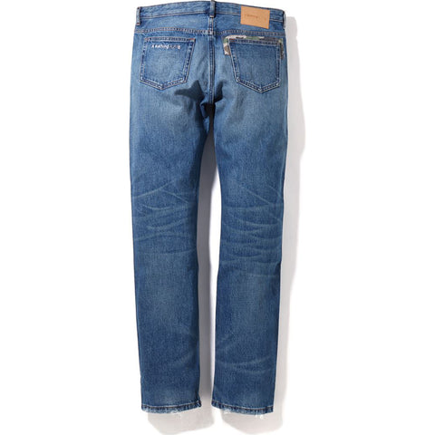 BAPE X A.P.C. PATCHED DAMAGE DENIM PANTS MENS