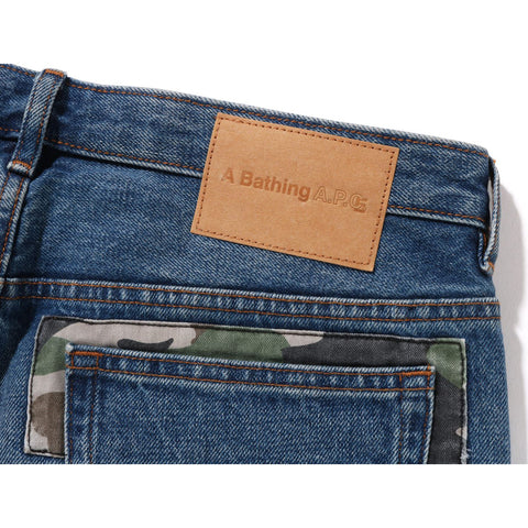 BAPE X A.P.C. PATCHED DAMAGE DENIM PANTS MENS