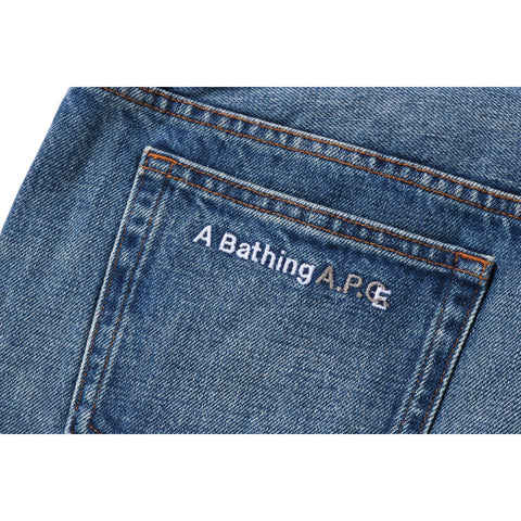 BAPE X A.P.C. PATCHED DAMAGE DENIM PANTS MENS