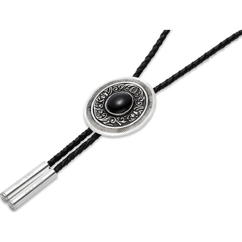 BAPE BLACK AGATE SILVER BOLO TIE MENS