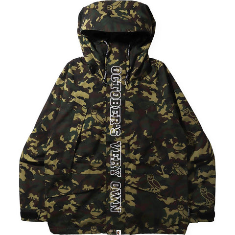 BAPE X OVO WOODLAND CAMO SNOWBOARD JACKET MENS