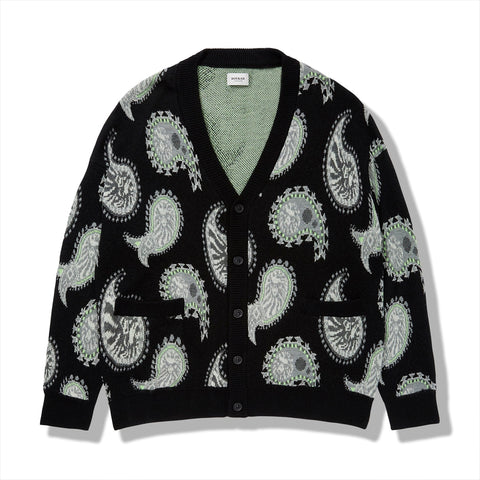 BAPE BLACK PAISLEY PATTERN CARDIGAN MENS