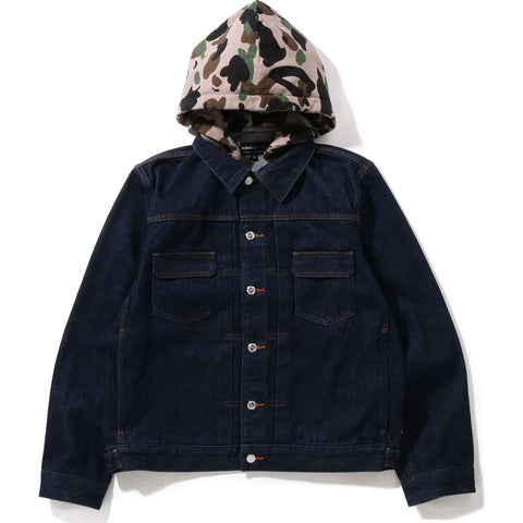 BAPE X A.P.C. DETACHABLE HOODIE DENIM JACKET MENS