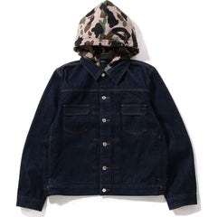 BAPE X A.P.C. DETACHABLE HOODIE DENIM JACKET MENS