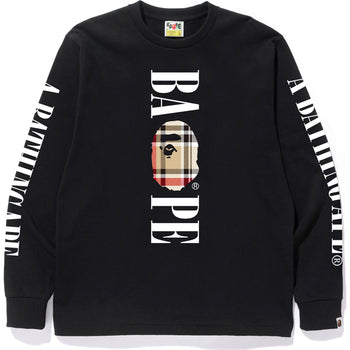 BAPE CHECK BAPE LOGO L/S TEE MENS
