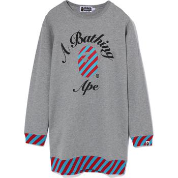 STRIPE COLLEGE CREWNECK ONEPIECE LADIES