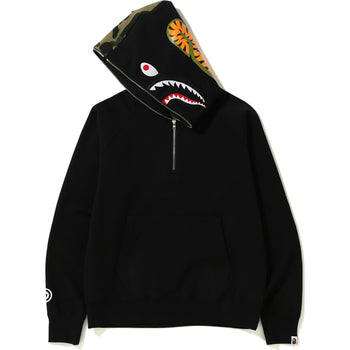 SHARK WIDE HALF ZIP PULLOVER HOODIE MENS