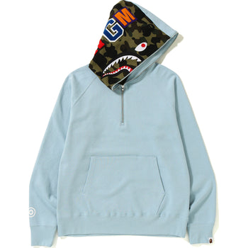SHARK WIDE HALF ZIP PULLOVER HOODIE MENS