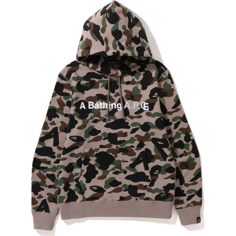 BAPE X A.P.C. CAMO WIDE PULLOVER HOODIE MENS