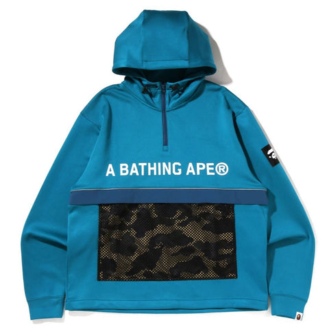1ST CAMO POCKET RELAXED FIT DOUBLE KNIT HALF ZIP HOODIE MENS
