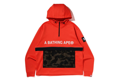 1ST CAMO POCKET RELAXED FIT DOUBLE KNIT HALF ZIP HOODIE MENS