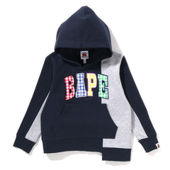 BAPE GINGHAM CHECK PATCH PULLOVER HOODIE KIDS