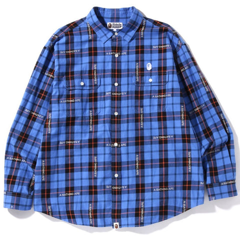 BAPE LOGO CHECK LOOSE FIT SHIRT MENS