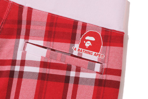 BAPE CHECK GIFT SWEAT SHORTS MENS