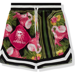 BAPE BLACK PRINTED SILK SHORTS MENS