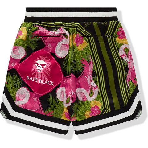 BAPE BLACK PRINTED SILK SHORTS MENS