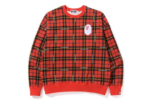 BAPE LOGO CHECK LOOSE FIT CREWNECK MENS