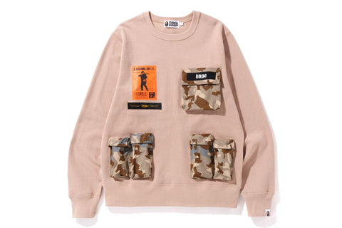 SAND CAMO MULTI POCKET CREWNECK MENS
