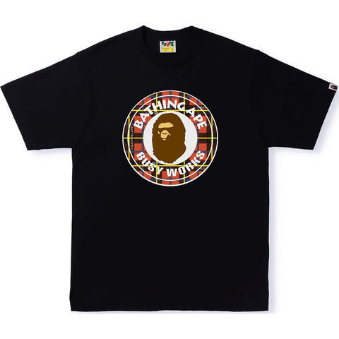 BAPE LOGO CHECK BUSY WORKS TEE MENS