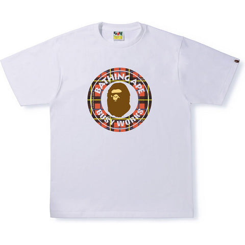 BAPE LOGO CHECK BUSY WORKS TEE MENS