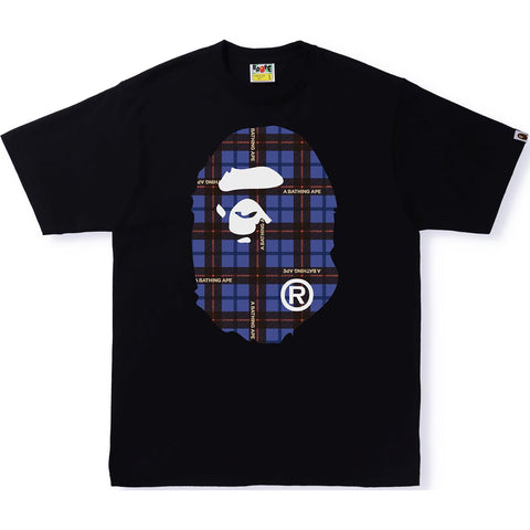 BAPE LOGO CHECK BIG APE HEAD TEE MENS
