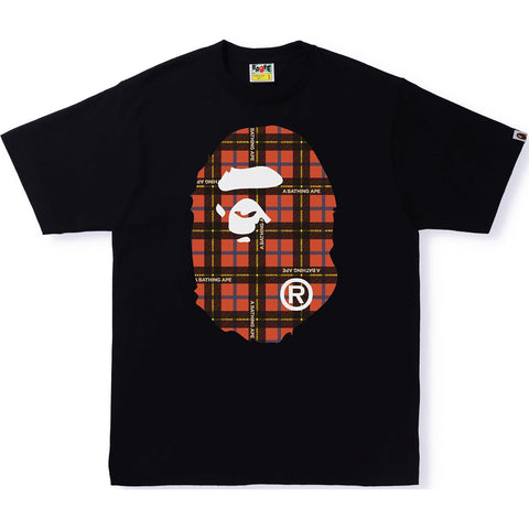 BAPE LOGO CHECK BIG APE HEAD TEE MENS