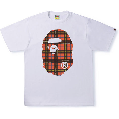 BAPE LOGO CHECK BIG APE HEAD TEE MENS