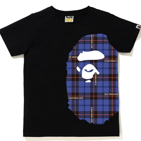 BAPE LOGO CHECK SIDE BIG APE HEAD TEE LADIES