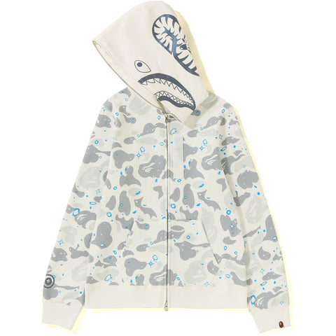SPACE CAMO SHARK FULL ZIP HOODIE LADIES
