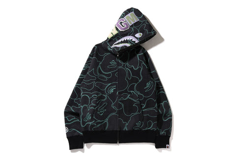 TEXT CODE CAMO SHARK FULL ZIP HOODIE MENS
