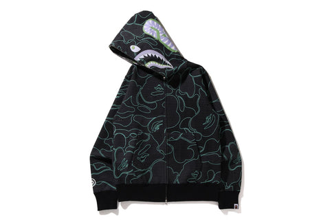 TEXT CODE CAMO SHARK FULL ZIP HOODIE MENS