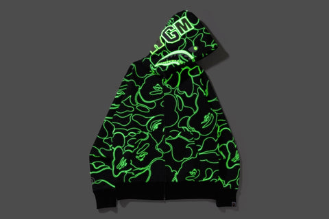 TEXT CODE CAMO SHARK FULL ZIP HOODIE MENS