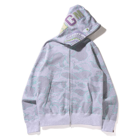 TEXT CODE CAMO SHARK FULL ZIP HOODIE MENS