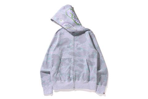 TEXT CODE CAMO SHARK FULL ZIP HOODIE MENS