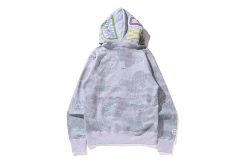 TEXT CODE CAMO SHARK FULL ZIP HOODIE MENS